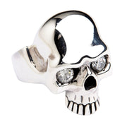 Sterling Silver Diamond Robot Skull Ring for Men