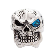 sterling silver blue eye skull ring