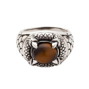 Gothic Claw Tiger Eyes Sterling Silver Men's Ring