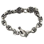 Small Lion Head Sterling Silver Cross Link Chain Bracelet