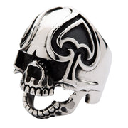 Sterling Silver Spade Skull Ring-Bikerringshop