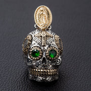 green eyes sugar skull pendant